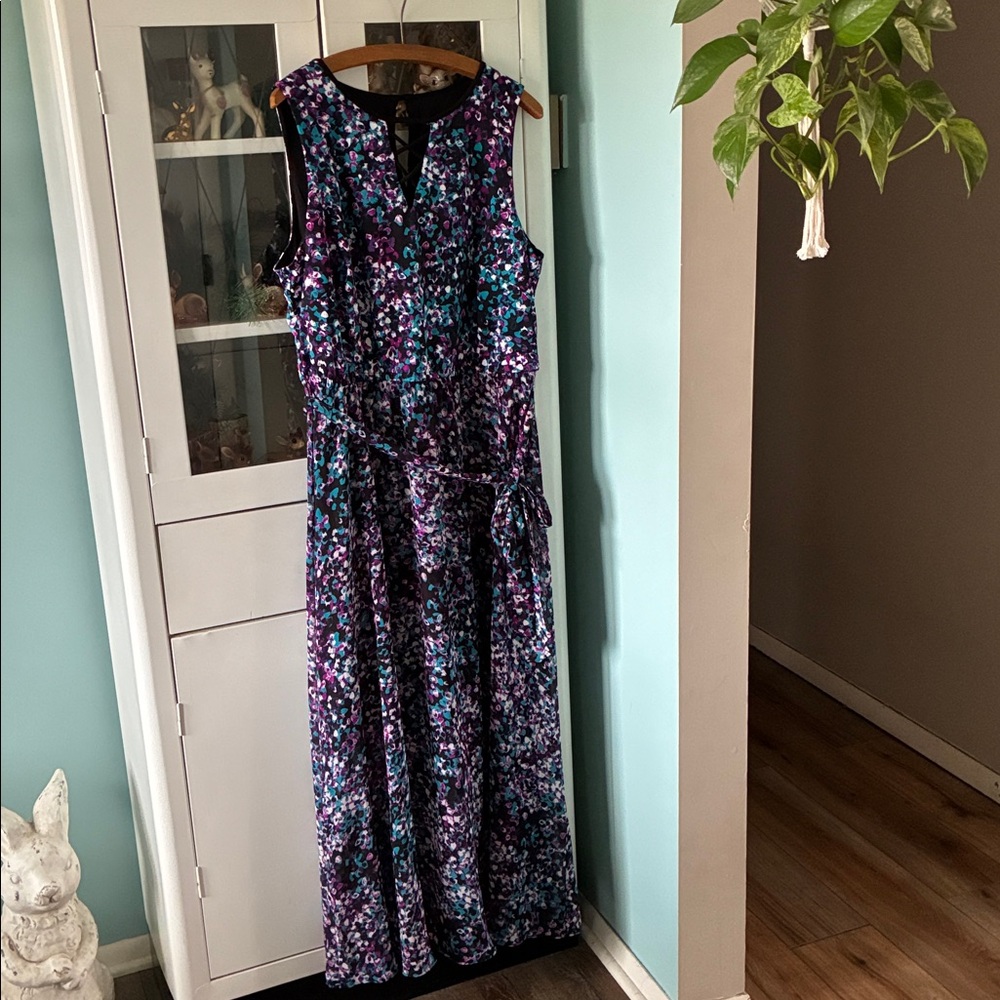 Lane Bryant sz 16 Floral Purple Sleeveless Maxi Dress nwt